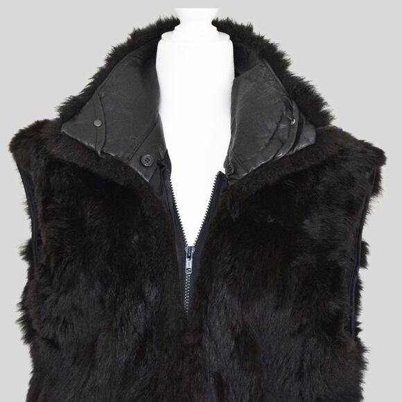ANDREW MARC Women's Genuine New Zealand Opossum Fur Vest Black Size M - Picture 5 of 10